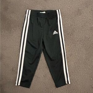 Adidas Kids Black Joggers with White Stripes